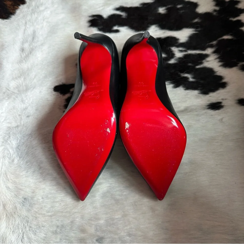 Christian Louboutin Black Leather Pigalle Follies 100mm Heels 39 - Picture 4 of 10